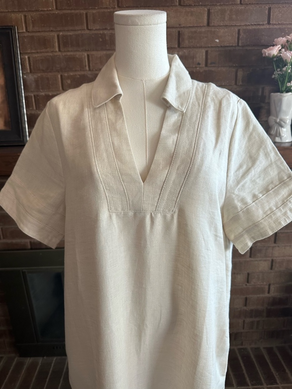 Banana Republic Cruz Linen Maxi Shirtdress Washed Stone Beige L Coastal - Picture 3 of 8